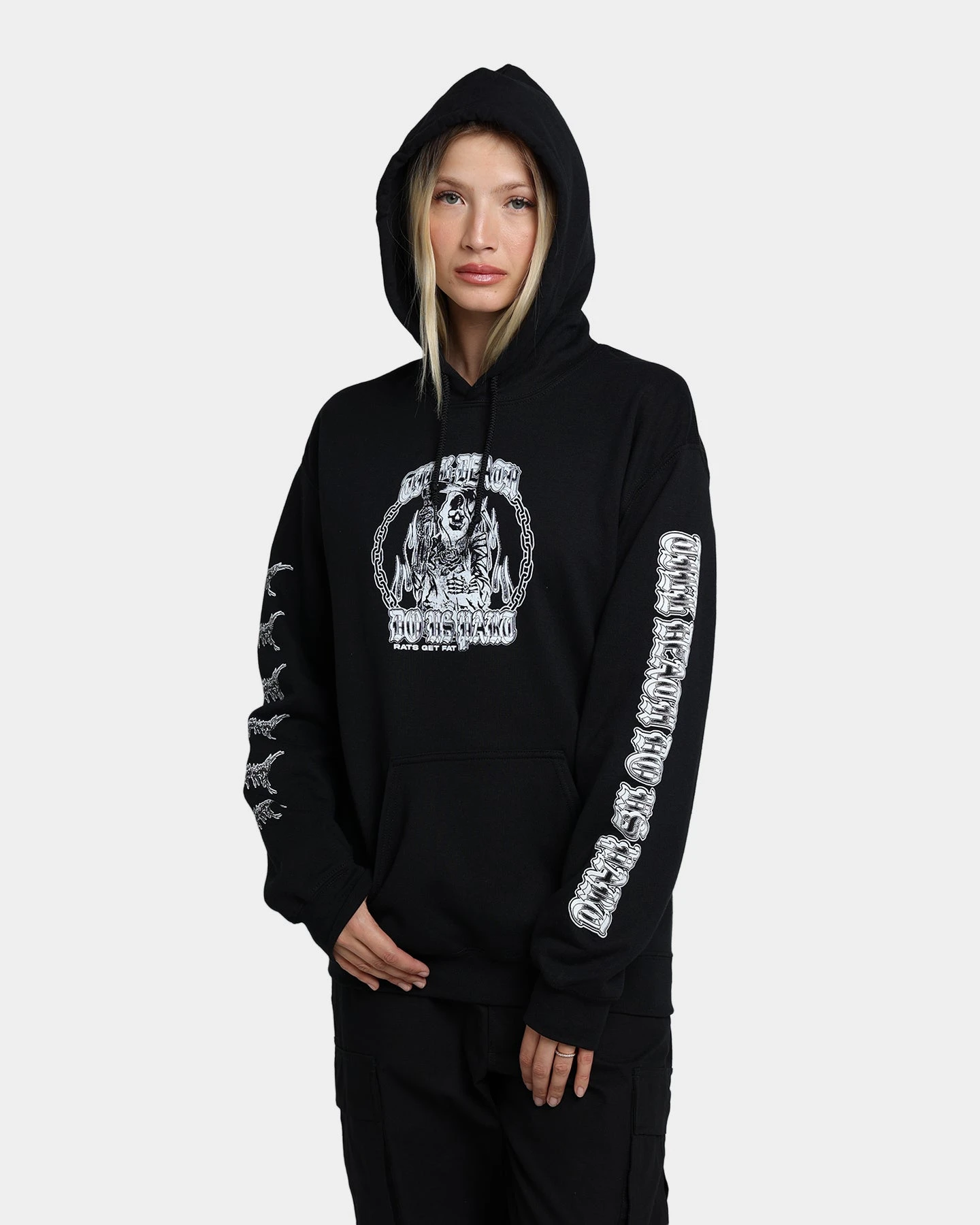 Rats Get Fat Till Death Hoodie Black Rats Get Fat Till Death Hoodie Black -Mitchell & Ness Shop 02039136 YB001 womens 015
