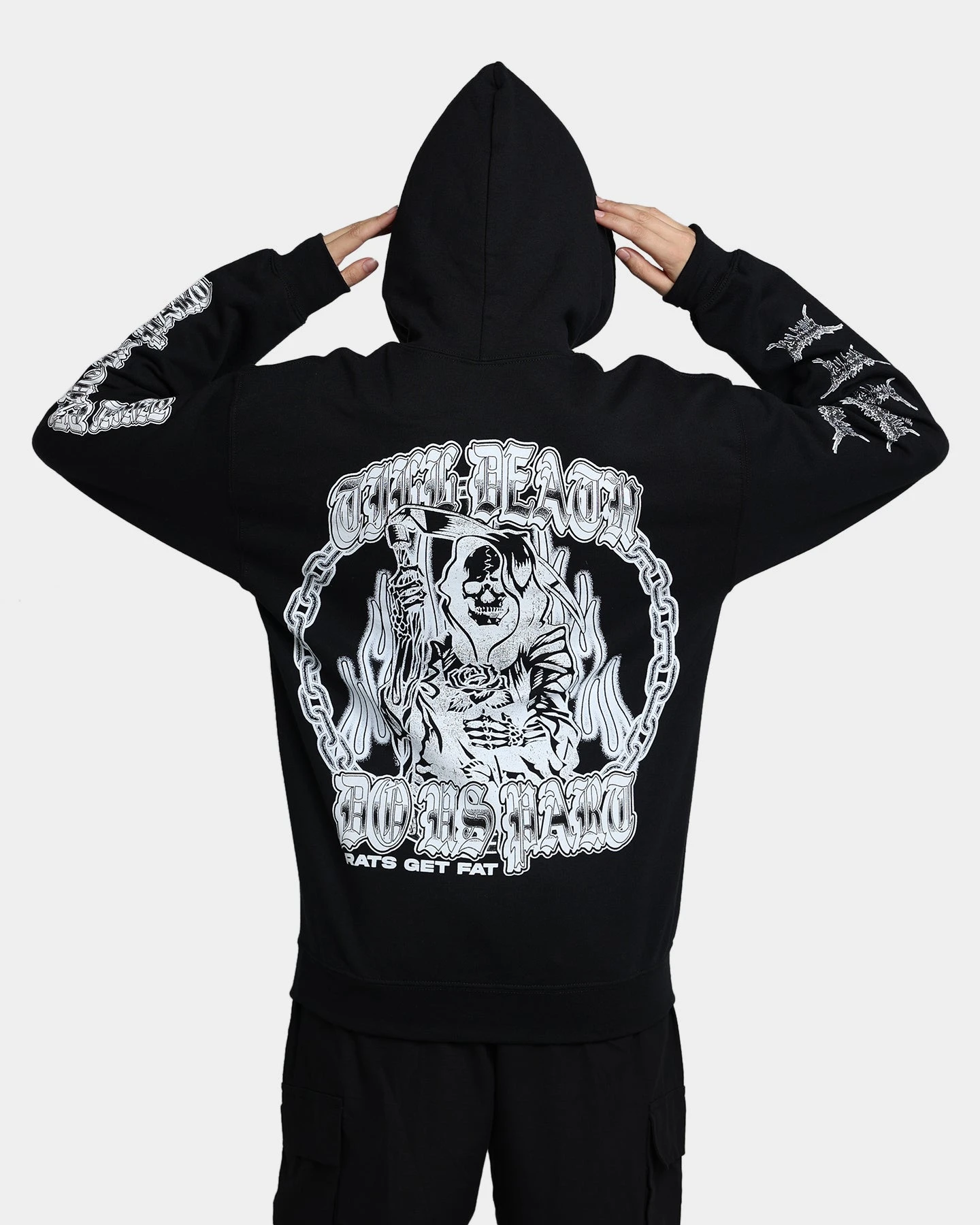 Rats Get Fat Till Death Hoodie Black Rats Get Fat Till Death Hoodie Black -Mitchell & Ness Shop 02039136 YB001 womens 070