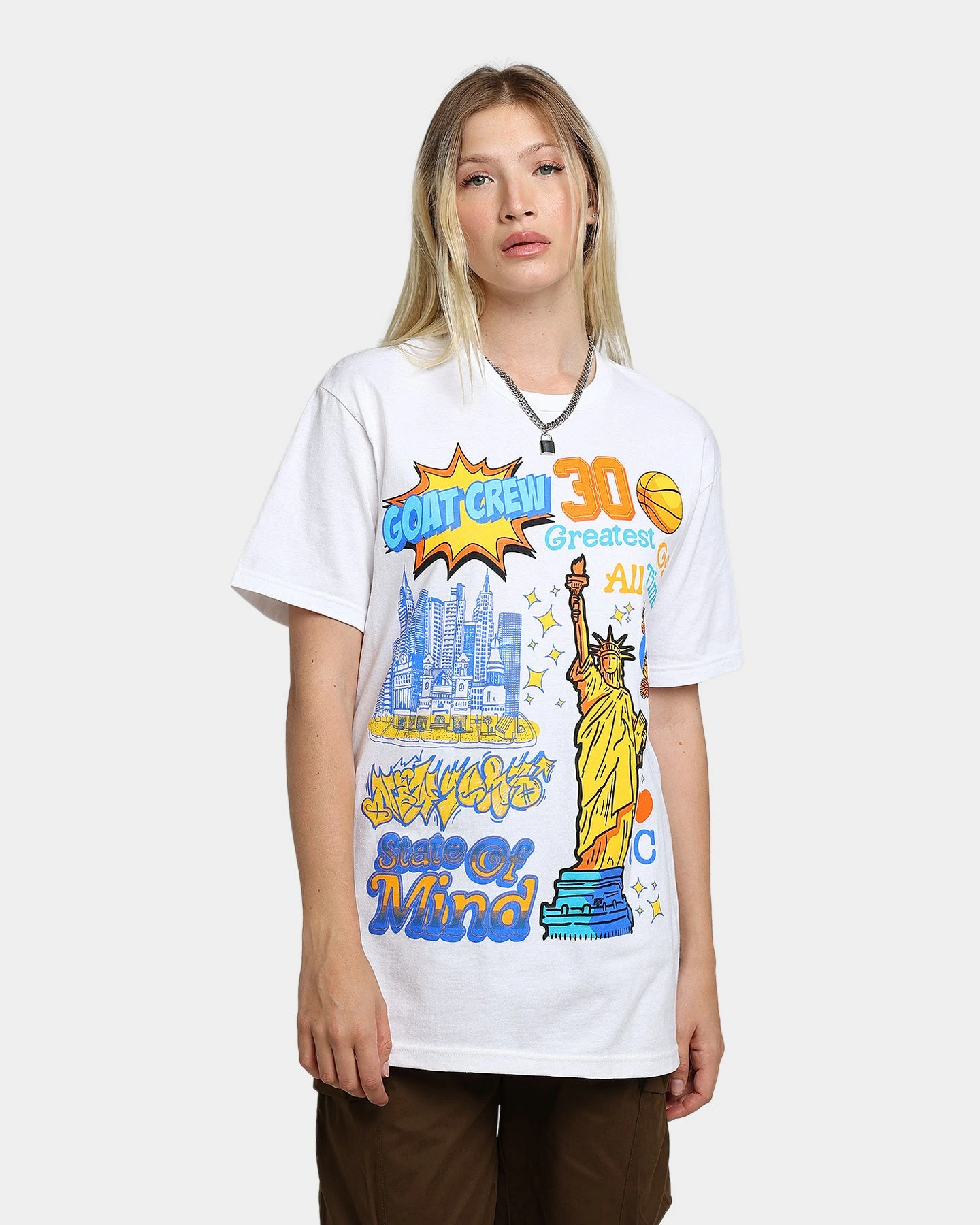 Goat Crew State Of Mind All Over T-Shirt White Goat Crew State Of Mind All Over T-Shirt White -Mitchell & Ness Shop 02039226 YW100 womens 010