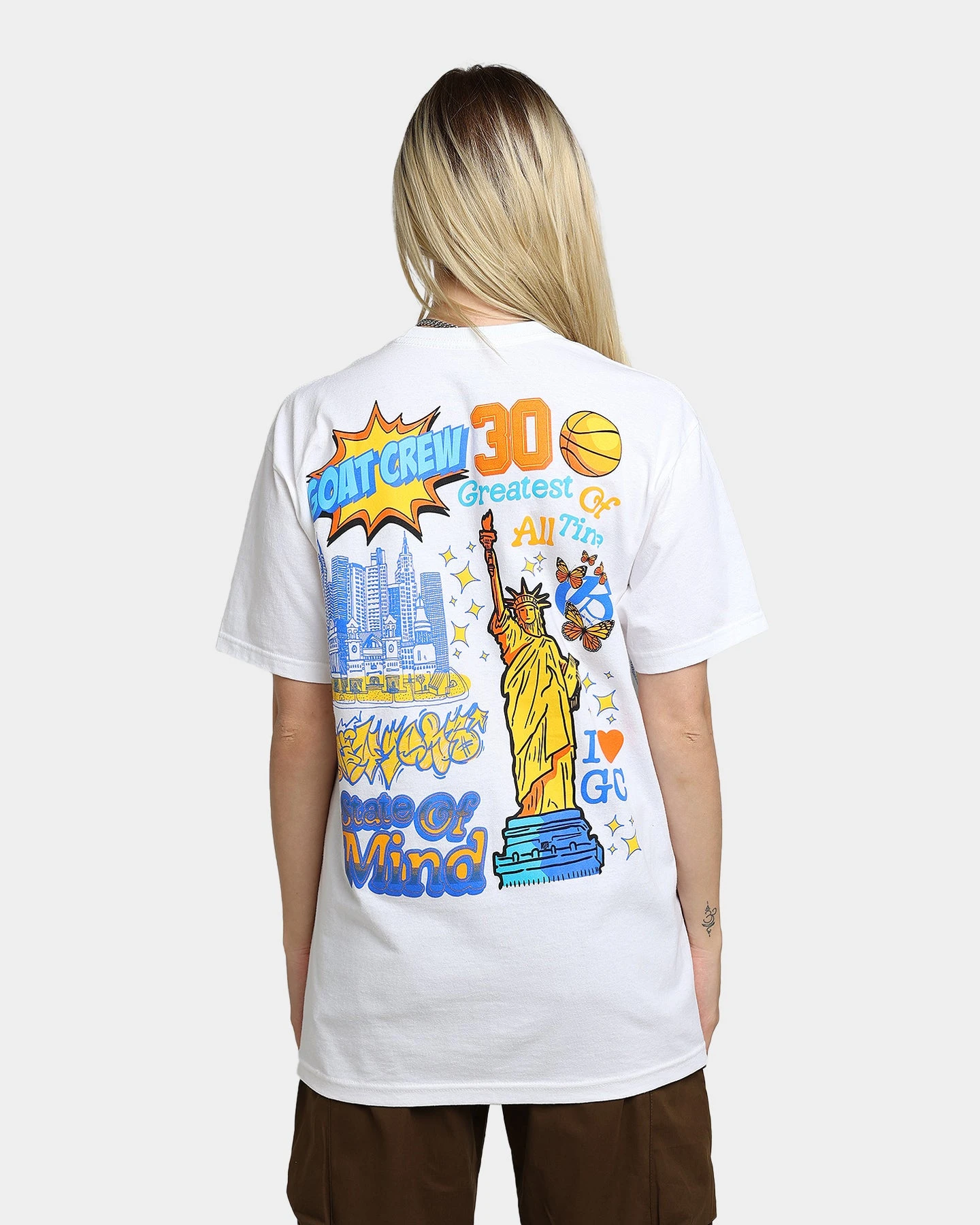 Goat Crew State Of Mind All Over T-Shirt White Goat Crew State Of Mind All Over T-Shirt White -Mitchell & Ness Shop 02039226 YW100 womens 040