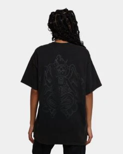 Rats Get Fat Baphomet T-Shirt Black Wash -Mitchell & Ness Shop 02039335 YB295 womens 0050