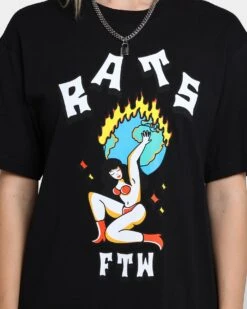 Rats Get Fat FTW T-Shirt Black -Mitchell & Ness Shop 02039339 YB001 womens 030