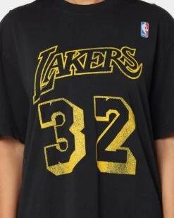 Mitchell & Ness Los Angeles Lakers Magic Johnson #32 N&N Vintage T-Shirt Faded Black -Mitchell & Ness Shop 02039546 YB554 womens 0040
