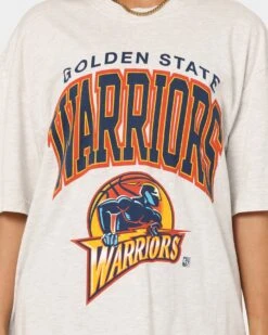 Mitchell & Ness Golden State Warriors XL Arch Vintage T-Shirt White Marle -Mitchell & Ness Shop 02039553 YW274 womens 030