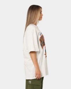 Mitchell & Ness Golden State Warriors XL Arch Vintage T-Shirt White Marle -Mitchell & Ness Shop 02039553 YW274 womens 050