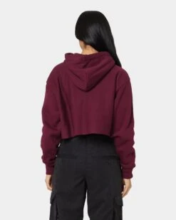 Champion Women's Reverse Weave Tonal Crop Hoodie Dark Berry Purple -Mitchell & Ness Shop 02039613 YD272 womens 0040