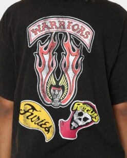 American Thrift X The Warriors Gangs Vintage T-Shirt Black Wash -Mitchell & Ness Shop 02039658 YB295 womens 0050