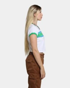 GUESS Originals Women's GUESS Originals X J Balvin Cropped Ringer T-Shirt Pure White Multi -Mitchell & Ness Shop 02039871 YP494 womens 050