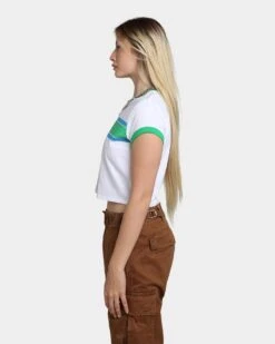 GUESS Originals Women's GUESS Originals X J Balvin Cropped Ringer T-Shirt Pure White Multi -Mitchell & Ness Shop 02039871 YP494 womens 060