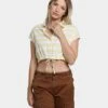 Guess Originals Women's GUESS Originals X J Balvin Woven Crop Top Yellow Sunspots -Mitchell & Ness Shop 02039872 YY078 womens 010