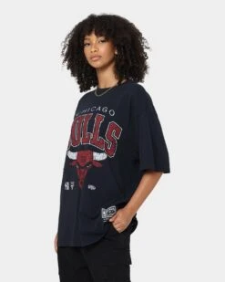 Mitchell & Ness Women's Chicago Bulls XL Arch Vintage T-Shirt Faded Black -Mitchell & Ness Shop 02040028 YB554 womens 0060