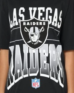 Majestic Athletic Las Vegas Raiders Vintage Sports Graphic T-Shirt Faded Black -Mitchell & Ness Shop 02040167 YB554 womens 0030