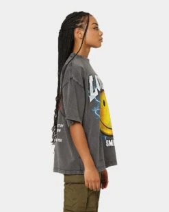 Loiter X Smiley Electric Smile Vintage T-Shirt Charcoal -Mitchell & Ness Shop 02040171 YC300 womens 0060