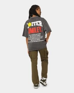 Loiter X Smiley Electric Smile Vintage T-Shirt Charcoal -Mitchell & Ness Shop 02040171 YC300 womens 0080