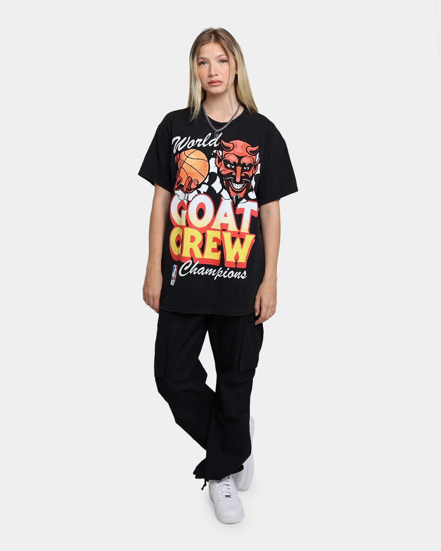 Goat Crew Goat Crew World Champs Vintage T-Shirt Washed Black Goat Crew Goat Crew World Champs Vintage T-Shirt Washed Black -Mitchell & Ness Shop 02040203 YW607 womens 020
