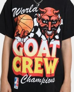 Goat Crew Goat Crew World Champs Vintage T-Shirt Washed Black 4 Goat Crew Goat Crew World Champs Vintage T-Shirt Washed Black -Mitchell & Ness Shop 02040203 YW607 womens 030
