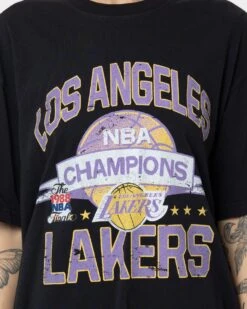 Mitchell & Ness Los Angeles Lakers Team History Vintage T-Shirt Faded Black -Mitchell & Ness Shop 02040350 YB554 womens 0030