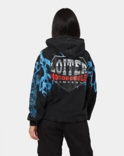 Loiter Lightning Eagle Vintage Hoodie Vintage Black -Mitchell & Ness Shop 02040477 YV009 womens 0020