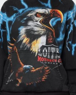 Loiter Lightning Eagle Vintage Hoodie Vintage Black -Mitchell & Ness Shop 02040477 YV009 womens 0040