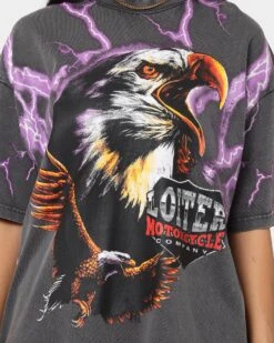 Loiter Lightning Eagle Vintage T-Shirt Charcoal -Mitchell & Ness Shop 02040511 YC300 womens 0040
