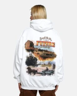 American Thrift X Back To The Future Back To The Future 3 Hoodie White -Mitchell & Ness Shop 02040715 YW100 womens 050 Edit