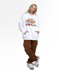 American Thrift X Back To The Future Back To The Future 3 Hoodie White -Mitchell & Ness Shop 02040715 YW100 womens 080 Edit