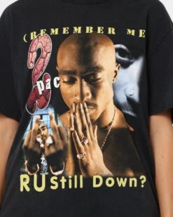 Tupac R U Still Down Homage Vintage T-Shirt Washed Black -Mitchell & Ness Shop 02040823 YW607 womens 0030