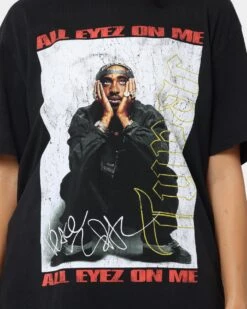Tupac Eyez On Me Signature Vintage T-Shirt Washed Black -Mitchell & Ness Shop 02040825 YW607 womens 0030