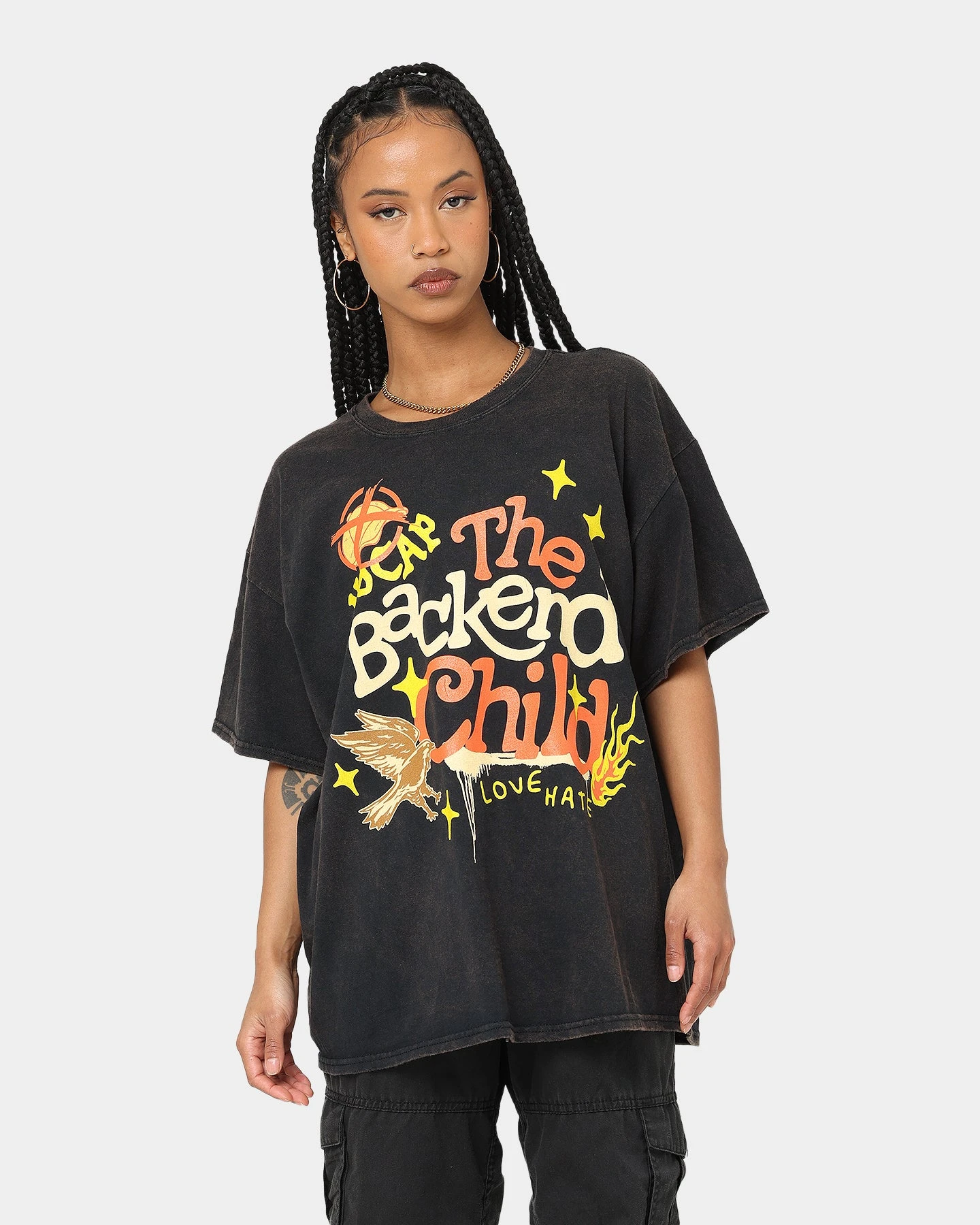 Goat Crew Backend Child Vintage T-Shirt Black Wash Goat Crew Backend Child Vintage T-Shirt Black Wash -Mitchell & Ness Shop 02040982 YB295 womens 0010