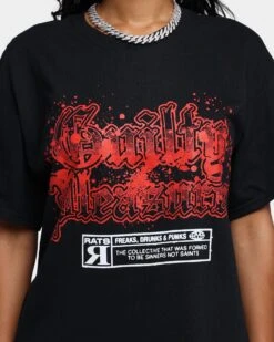 Rats Get Fat Guilty Pleasures Splat T-Shirt Black -Mitchell & Ness Shop 02041021 YB001 womens 0030