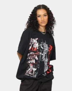 American Thrift X Robotech VFIJ Vintage T-Shirt Washed Black