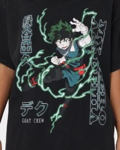 Goat Crew X My Hero Academia Deku Vintage T-Shirt Black Wash -Mitchell & Ness Shop 02041044 YB295 womens 0040