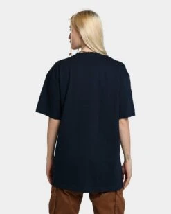 Rats Get Fat I Feel A Sin Coming On T-Shirt Navy -Mitchell & Ness Shop 02041244 YN200 womens 0040