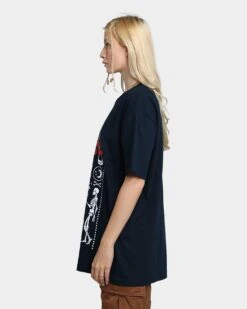 Rats Get Fat I Feel A Sin Coming On T-Shirt Navy -Mitchell & Ness Shop 02041244 YN200 womens 0060