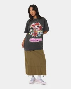 American Thrift X Powerpuff Girls Powerpuff Group Vintage T-Shirt Black Wash -Mitchell & Ness Shop 02041334 YB295 womens 0030