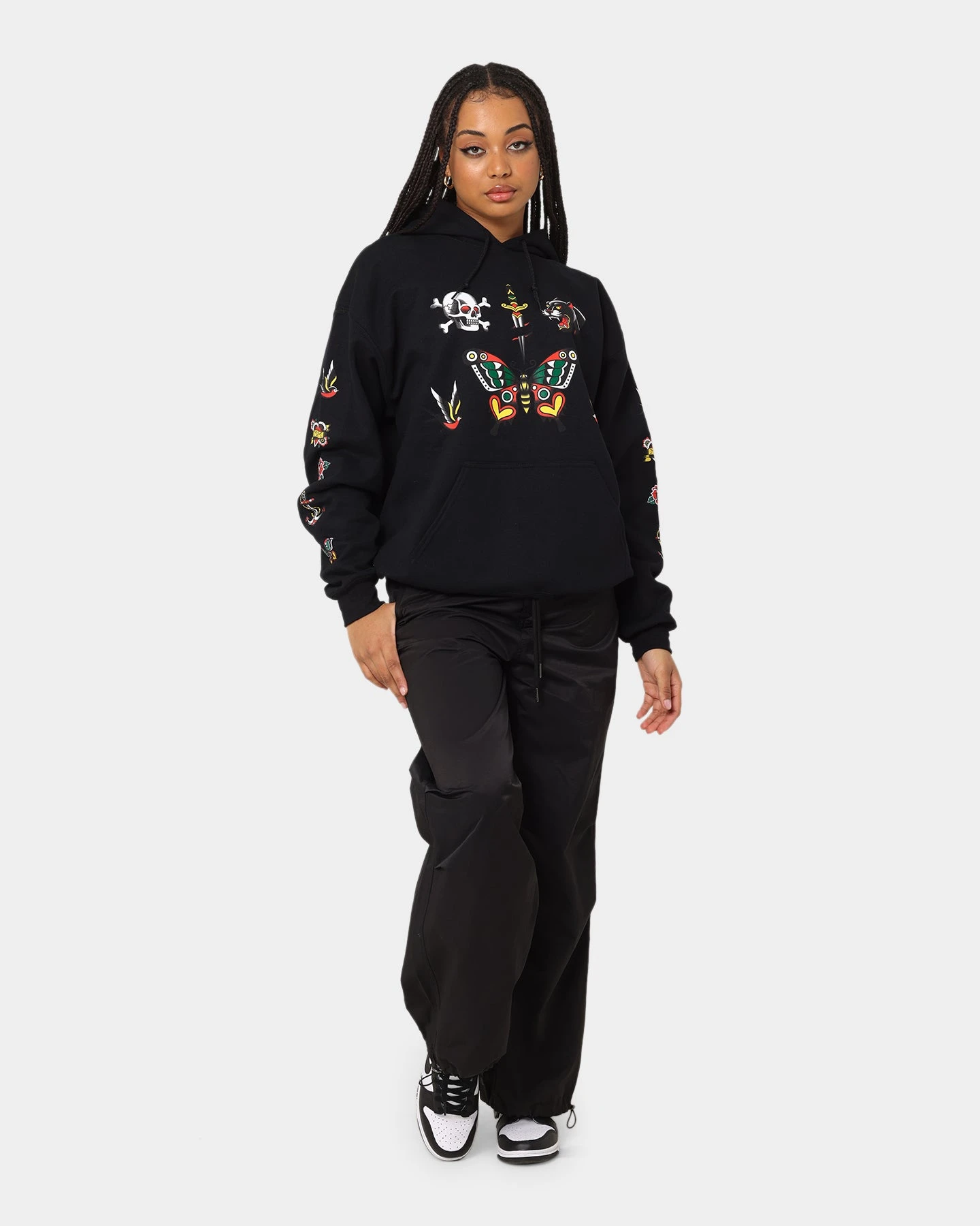 Rats Get Fat Tattoo Print Hoodie Black Rats Get Fat Tattoo Print Hoodie Black -Mitchell & Ness Shop 02041348 YB001 womens 0020