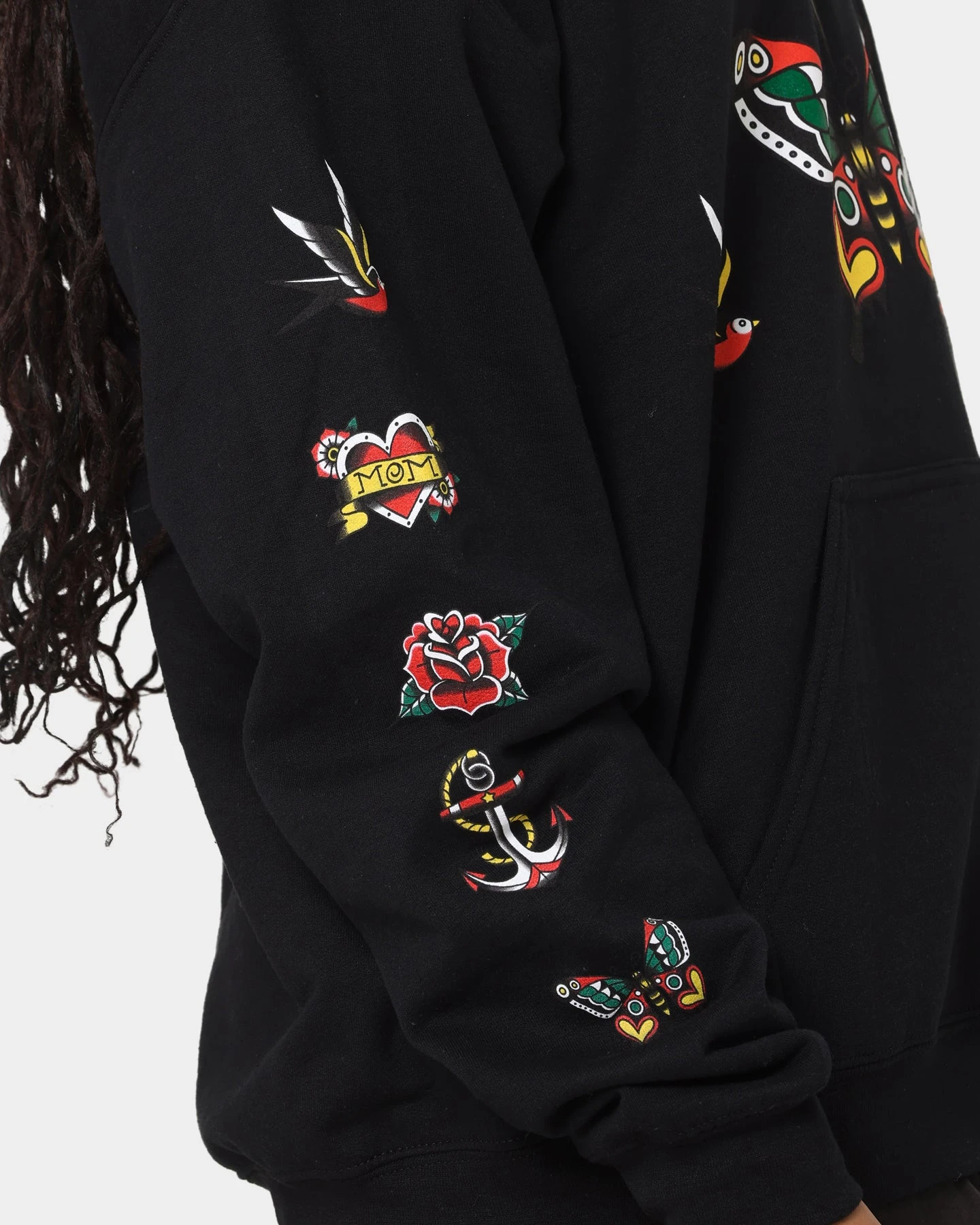 Rats Get Fat Tattoo Print Hoodie Black Rats Get Fat Tattoo Print Hoodie Black -Mitchell & Ness Shop 02041348 YB001 womens 0070