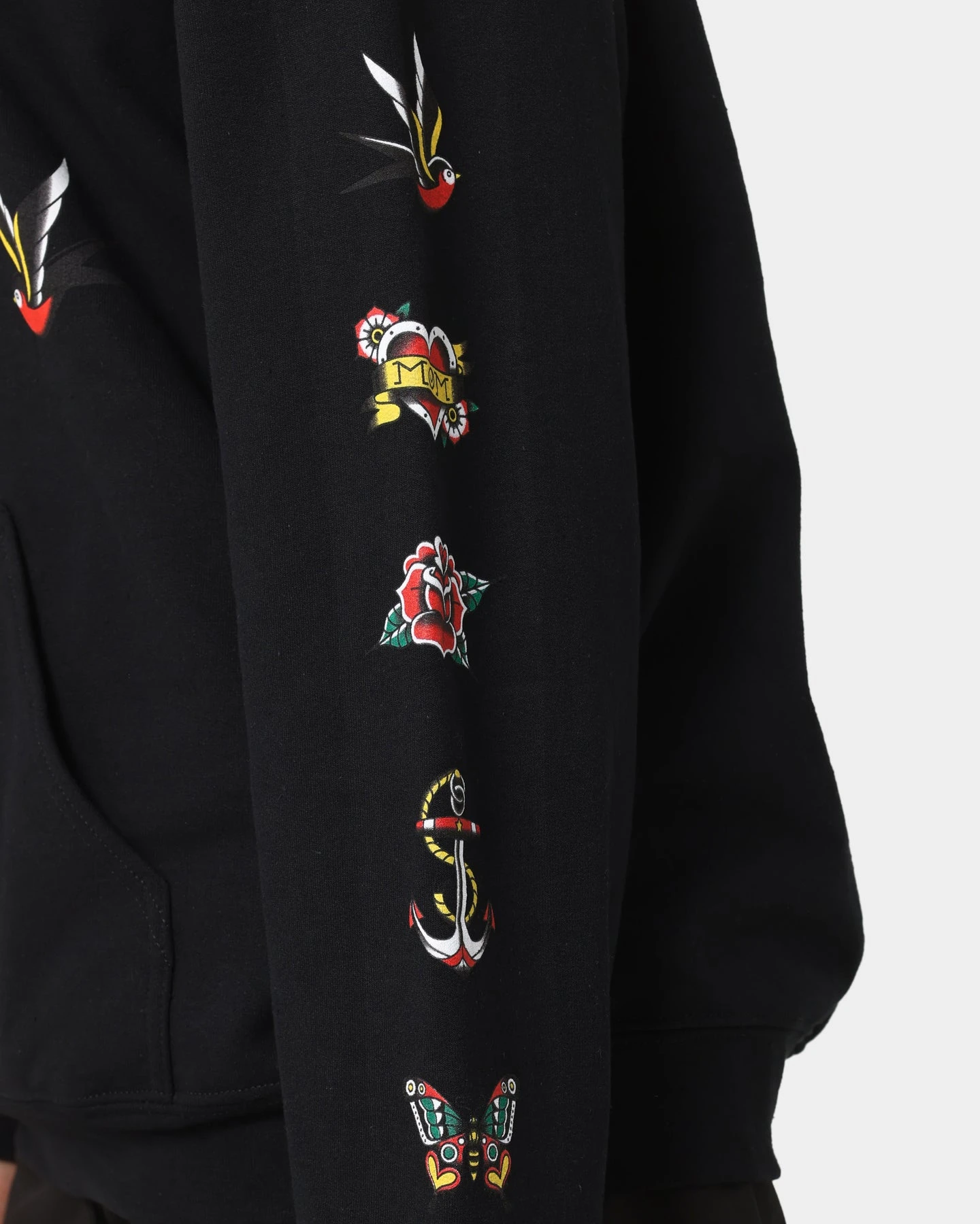 Rats Get Fat Tattoo Print Hoodie Black Rats Get Fat Tattoo Print Hoodie Black -Mitchell & Ness Shop 02041348 YB001 womens 0080