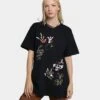 Rats Get Fat Tattoo Split Print T-Shirt Black -Mitchell & Ness Shop 02041350 YB001 womens 0010