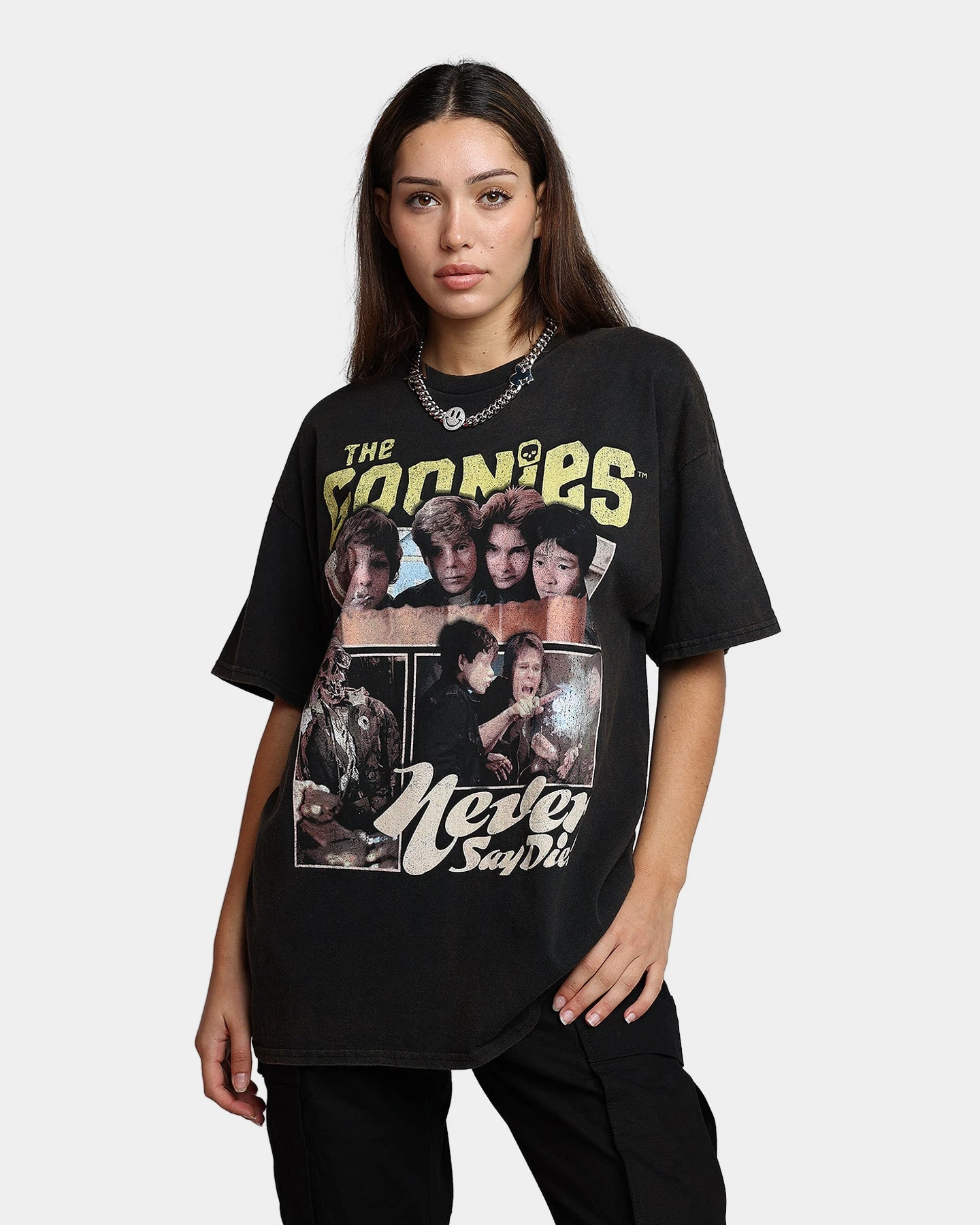 Goat Crew X The Goonies Goonies Vintage T-Shirt Washed Black Goat Crew X The Goonies Goonies Vintage T-Shirt Washed Black -Mitchell & Ness Shop 02041422 YW607 womens 0010