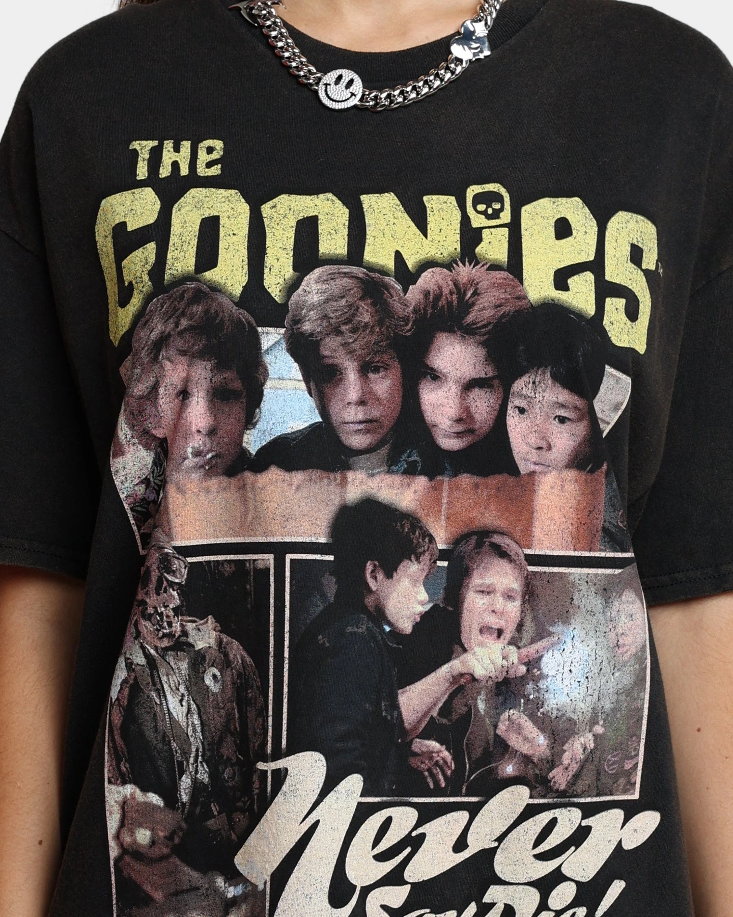 Goat Crew X The Goonies Goonies Vintage T-Shirt Washed Black Goat Crew X The Goonies Goonies Vintage T-Shirt Washed Black -Mitchell & Ness Shop 02041422 YW607 womens 0030