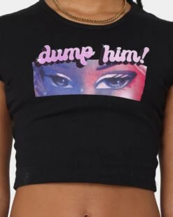 American Thrift X Bratz Women's Dump Him Baby T-Shirt Black -Mitchell & Ness Shop 02041498 YB001 womens 0030