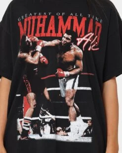 Goat Crew X Muhammad Ali Knock Out T-Shirt Black Wash -Mitchell & Ness Shop 02041653 YB295 womens 0030