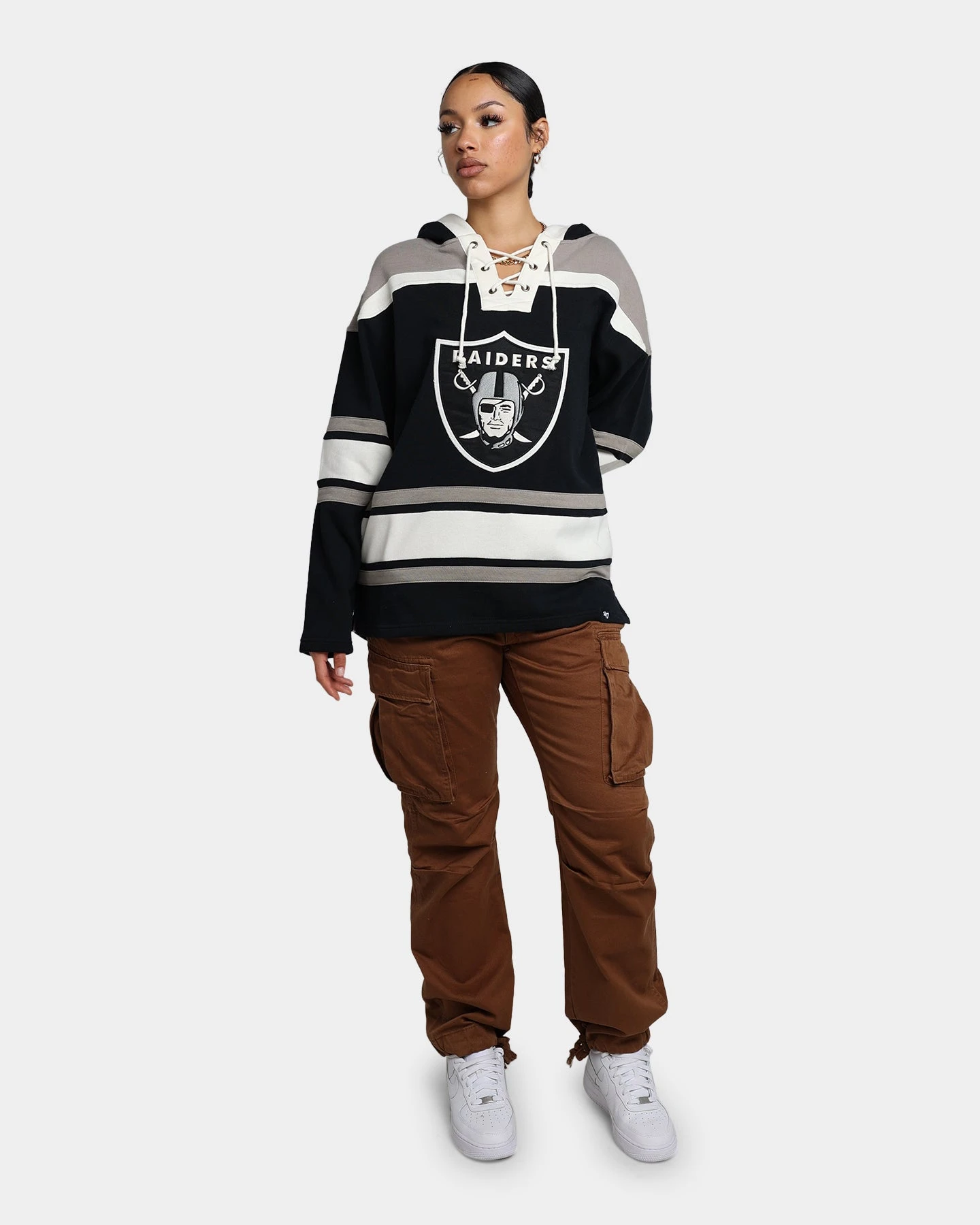 47 Brand Las Vegas Raiders Superior Lacer Hoodie Jet Black/Grey '47 BRAND 47 Brand Las Vegas Raiders Superior Lacer Hoodie Jet Black/Grey -Mitchell & Ness Shop 02041674 YJ026 womens 0020