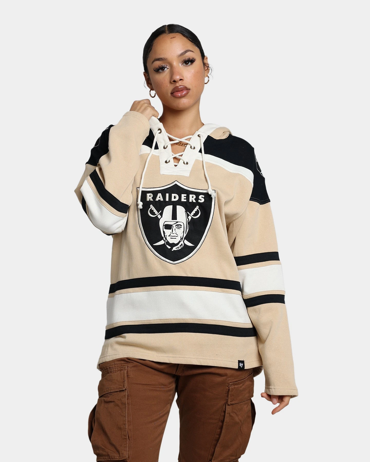 47 Brand Las Vegas Raiders Superior Lacer Hoodie Khaki '47 BRAND 47 Brand Las Vegas Raiders Superior Lacer Hoodie Khaki -Mitchell & Ness Shop 02041675 YK001 womens 0010