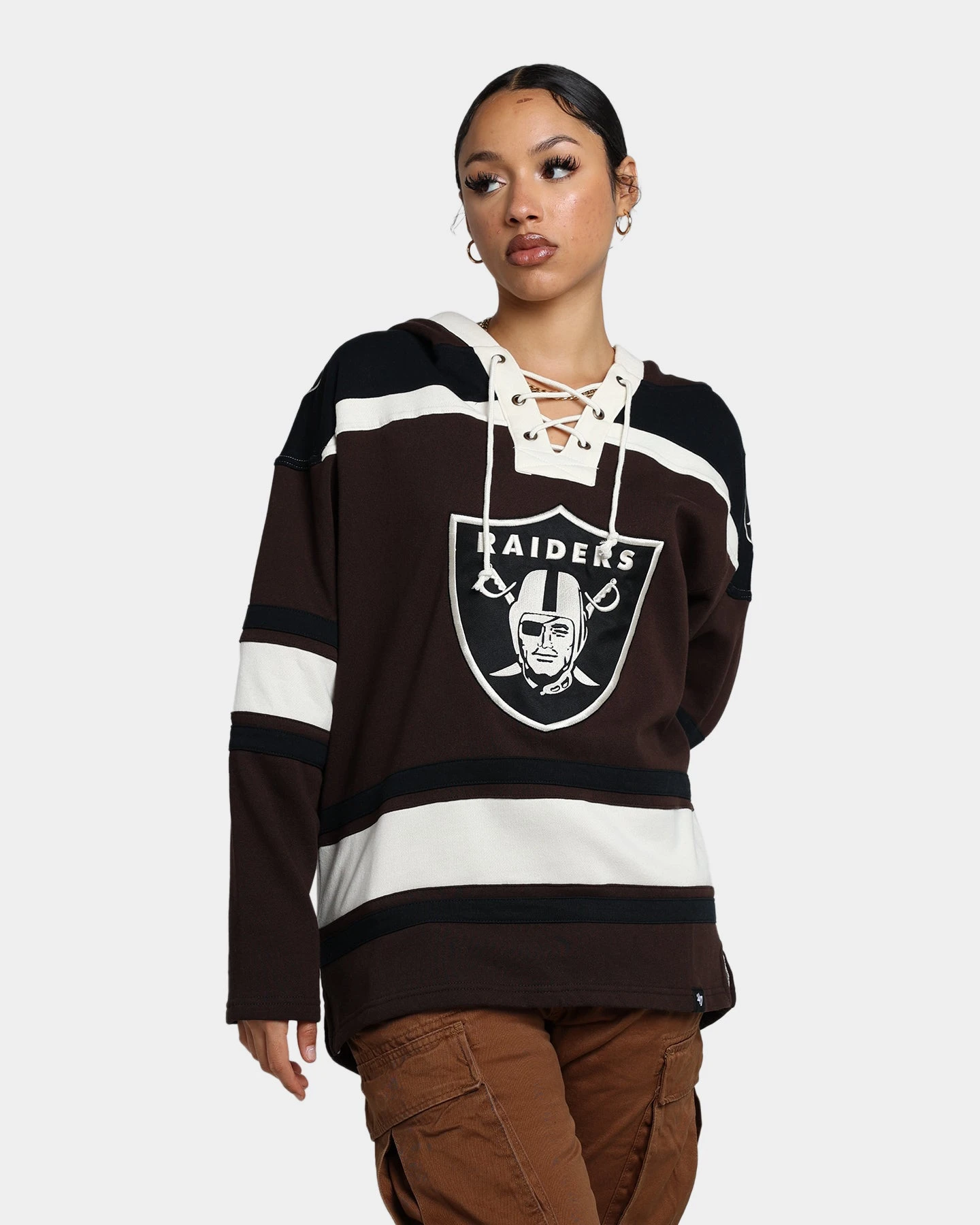 47 Brand Las Vegas Raiders Superior Lacer Hoodie Brown '47 BRAND 47 Brand Las Vegas Raiders Superior Lacer Hoodie Brown -Mitchell & Ness Shop 02041676 YX300 womens 0010