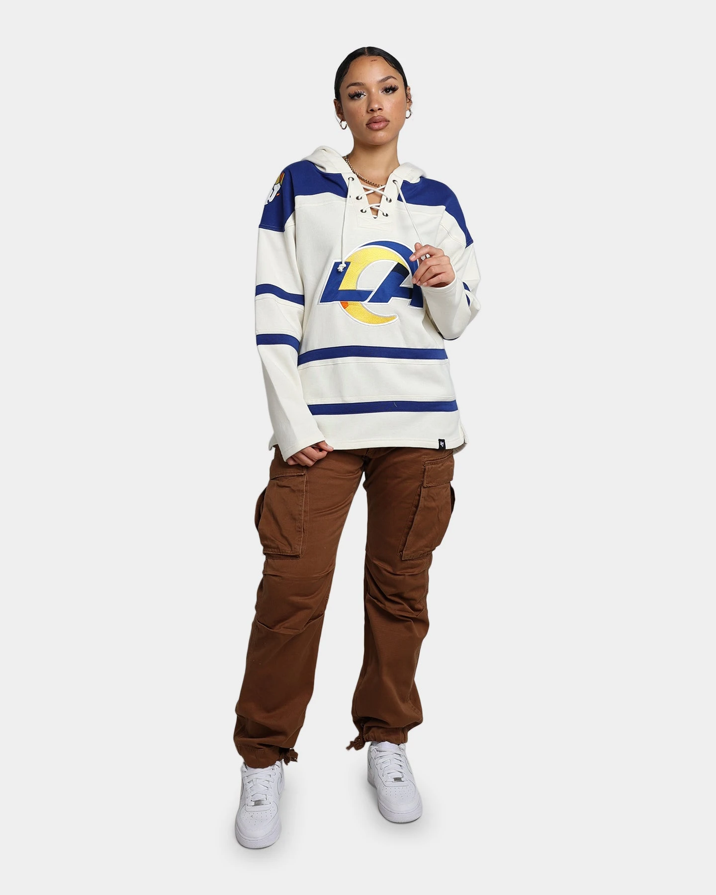 47 Brand Los Angeles Rams Superior Lacer Hoodie Cream '47 BRAND 47 Brand Los Angeles Rams Superior Lacer Hoodie Cream -Mitchell & Ness Shop 02041711 YC600 womens 0020