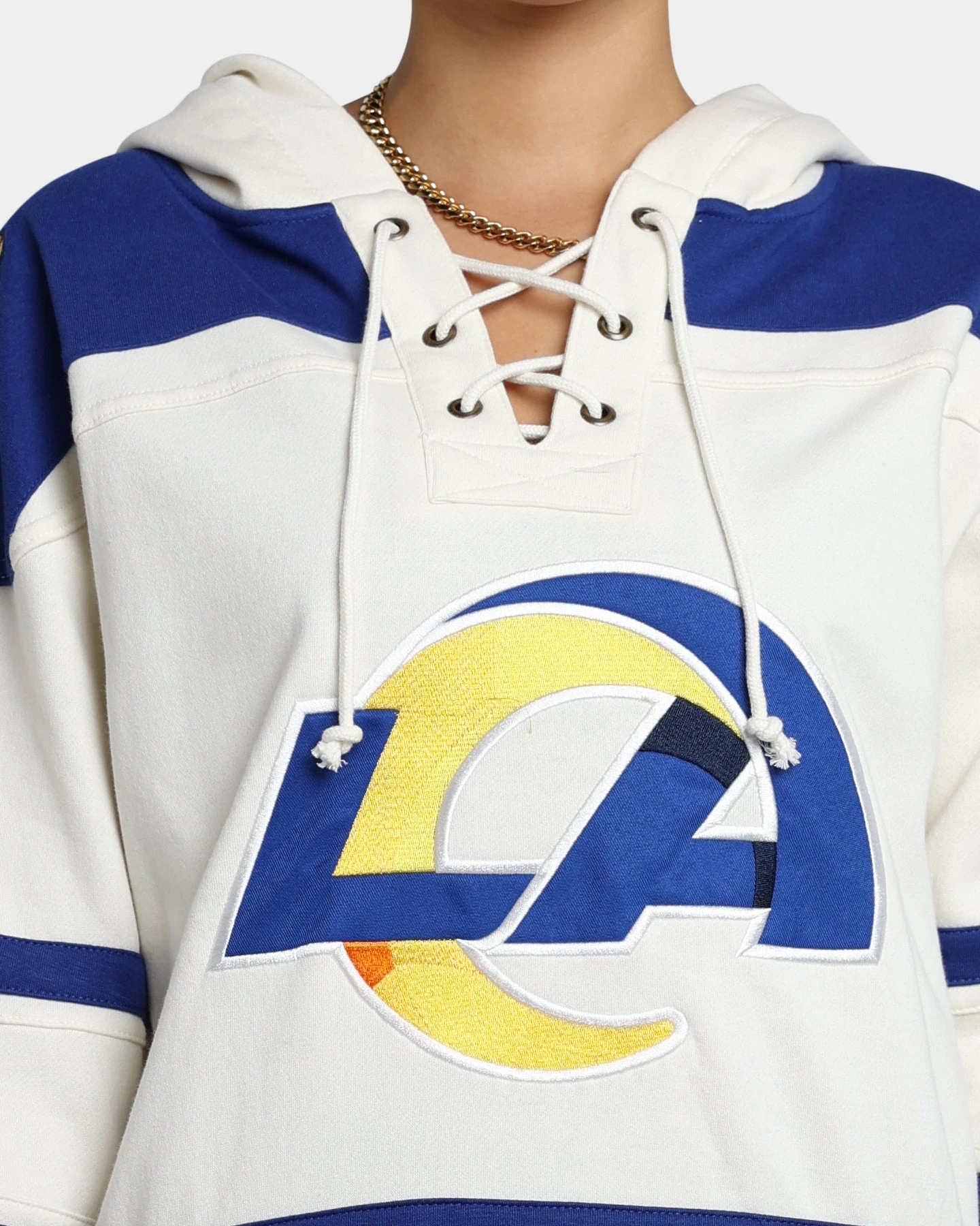 47 Brand Los Angeles Rams Superior Lacer Hoodie Cream '47 BRAND 47 Brand Los Angeles Rams Superior Lacer Hoodie Cream -Mitchell & Ness Shop 02041711 YC600 womens 0030