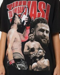 Goat Crew X Tai "Bam Bam" Tuivasa Tai Collage Vintage T-Shirt Washed Black -Mitchell & Ness Shop 02042128 YW607 womens 0030