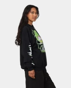 Goat Crew X Rick And Morty Portal Hoodie Black -Mitchell & Ness Shop 02042414 YB001 womens 0050